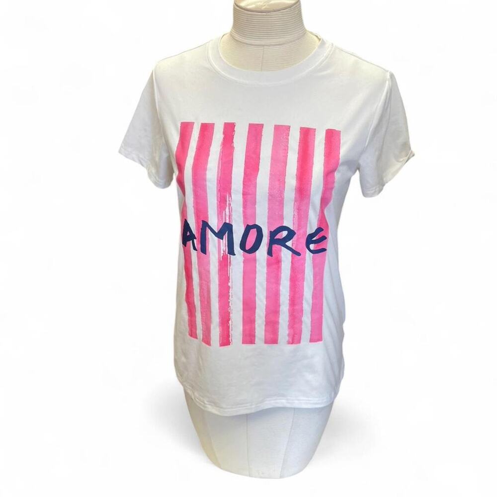 White pink striped baby top